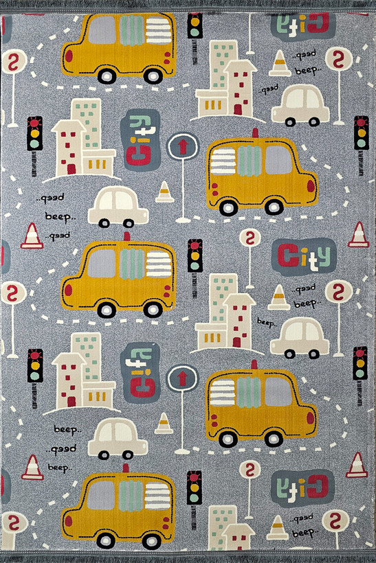 فرش اتاق کودک هیوا کاشان نقشه پویا 03 سیلور 700 شانه