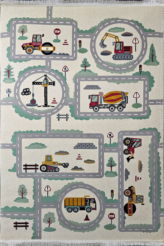 فرش اتاق کودک هیوا کاشان نقشه پویا 06 بژ 700 شانه