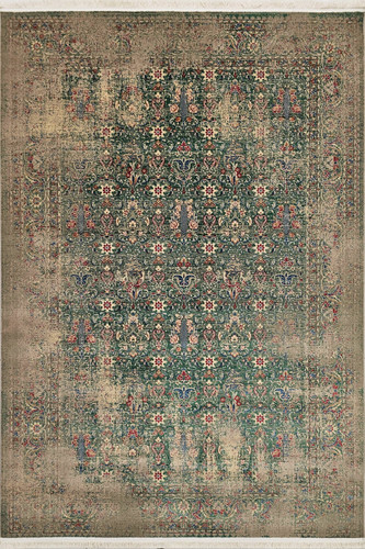 فرش سلطانآبادی سبز پتینه هرمان قالین کاشان طرح نئوکلاسیک کد HV186 ivlhk rhgdk ;hahk