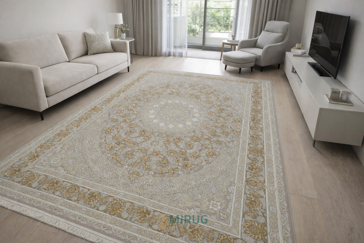 فرش کرم کلاسیک قیطران در دکور پذیرایی