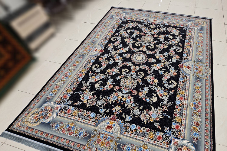 فرش ستایش 700شانه نقشه آنا سرمه ای با ضخامت بالا کد362 اکریلیک