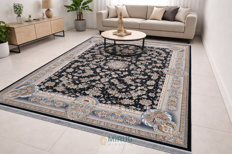 فرش ستایش 700شانه نقشه آنا سرمه ای با ضخامت بالا کد362 اکریلیک