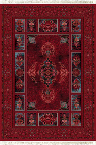 فرش 700 شانه جم کاشان نقشه کیان لاکی ۱۰۰٪ اکریلیک تراکم ۲۵۵۰ ضخیم – طرح زیبا با رنگ لاکی