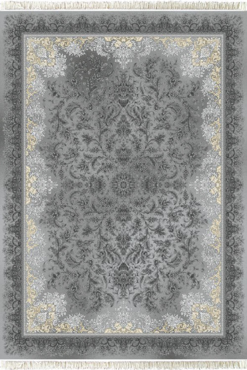 فرش 700 شانه جم کاشان نقشه صوفیا دودی ۱۰۰٪ اکریلیک تراکم ۲۵۵۰ ضخیم – طرح زیبا با رنگ دودی