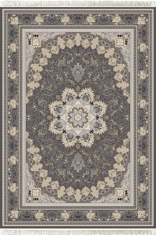 فرش 700 شانه جم کاشان نقشه میخک دودی ۱۰۰٪ اکریلیک تراکم ۲۵۵۰ ضخیم – رنگ دودی و طرح زیبا