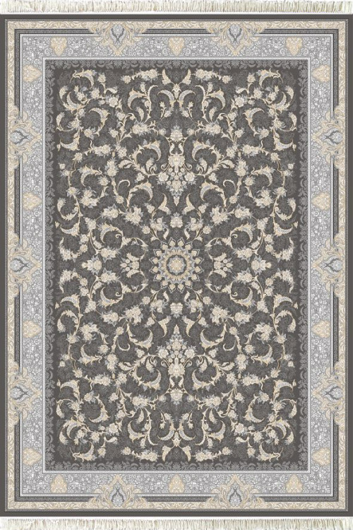 فرش 700 شانه جم کاشان نقشه سارگل دودی 100٪ اکریلیک تراکم 2550 ضخیم – طرح زیبا با رنگ دودی