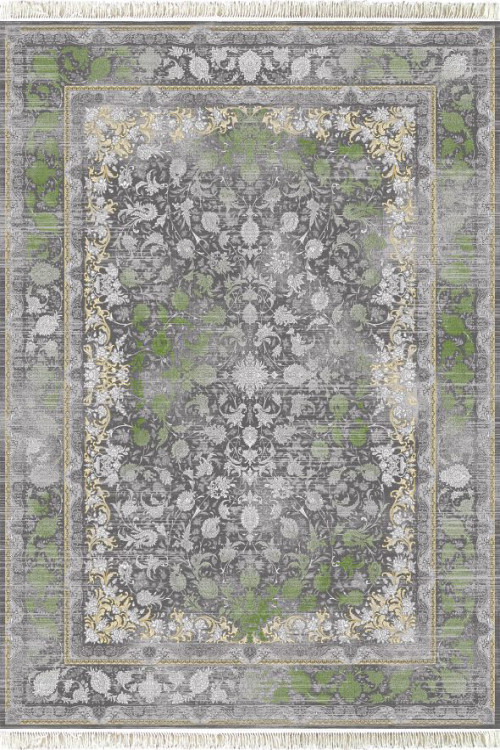 فرش 700 شانه جم کاشان نقشه تابان دودی 100٪ اکریلیک تراکم 2550 ضخیم – طرح زیبا و رنگ دودی ملایم