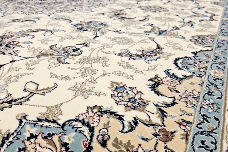 نمای نزدیک از فرش ستاره کویر یزد زهره کد H51-1101 حاشیه بژ