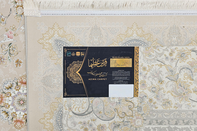 فرش 1200 شانه عظیما نقشه گل افشان بژ اکریلیک تراکم 3600