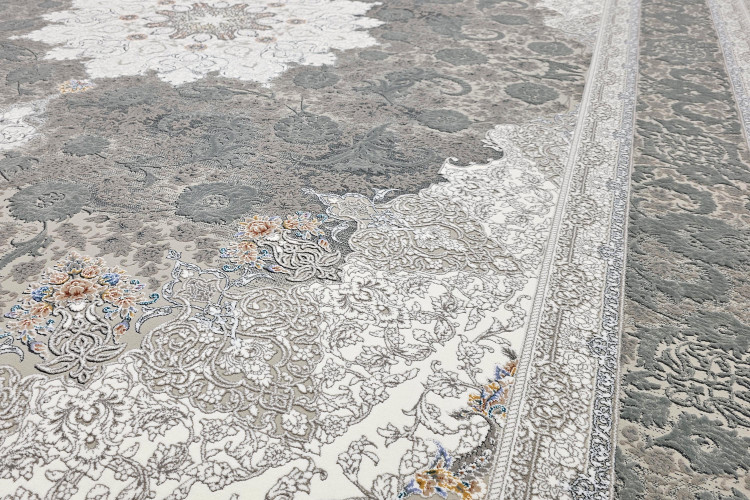 فرش درویش طوسی کد 205 مناسب دکوراسیون مدرن و لوکس
