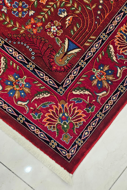 فرش ماشینی زمرد مشهد ژیوان 15303 لاکی 410 شانه اکریلیک