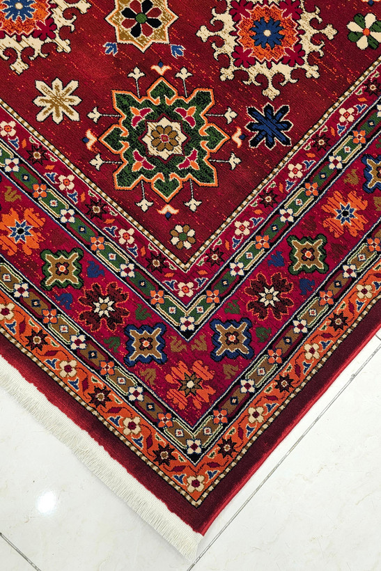 فرش ماشینی زمرد مشهد ژیوان 15300 لاکی 410 شانه اکریلیک