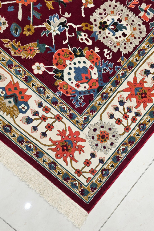 فرش ستاره کویر یزد ۵۰۰ شانه زرشکی