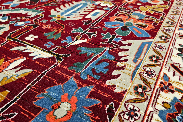 فرش طرح سنتی زرشکی برای پذیرایی