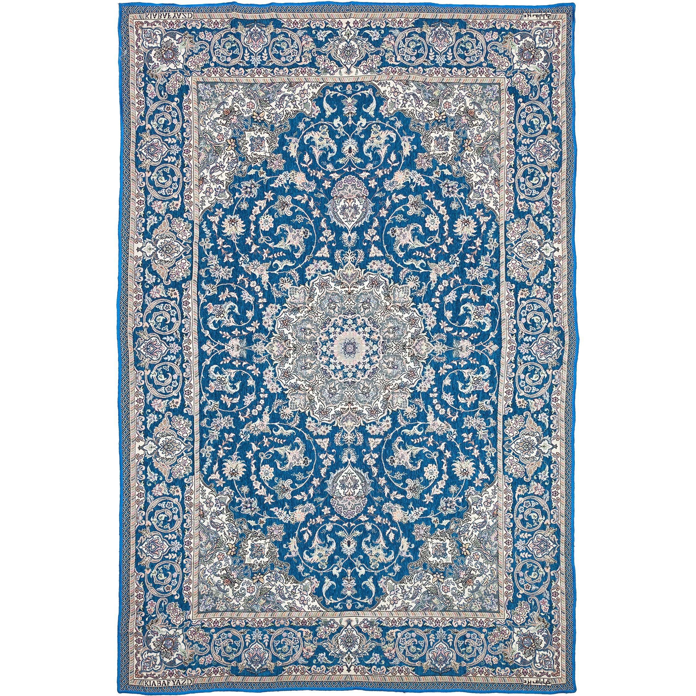 روفرشی فیروزه ای کیاباف یزد طرح کلاسیک لچک و ترنج