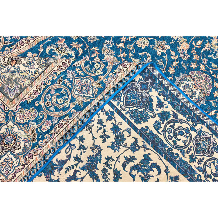 روفرشی غیر چاپی با طرح ترنج دار و رنگ فیروزهای