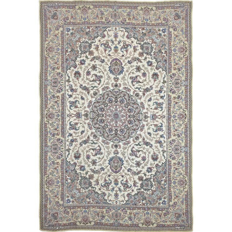 روفرشی کرم کیاباف یزد طرح کلاسیک لچک و ترنج