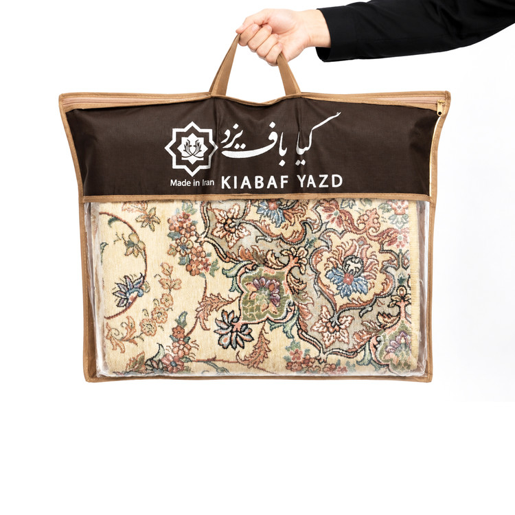 نمای کامل روفرشی کژال زمینه کرم با نقشه اصیل ایرانی