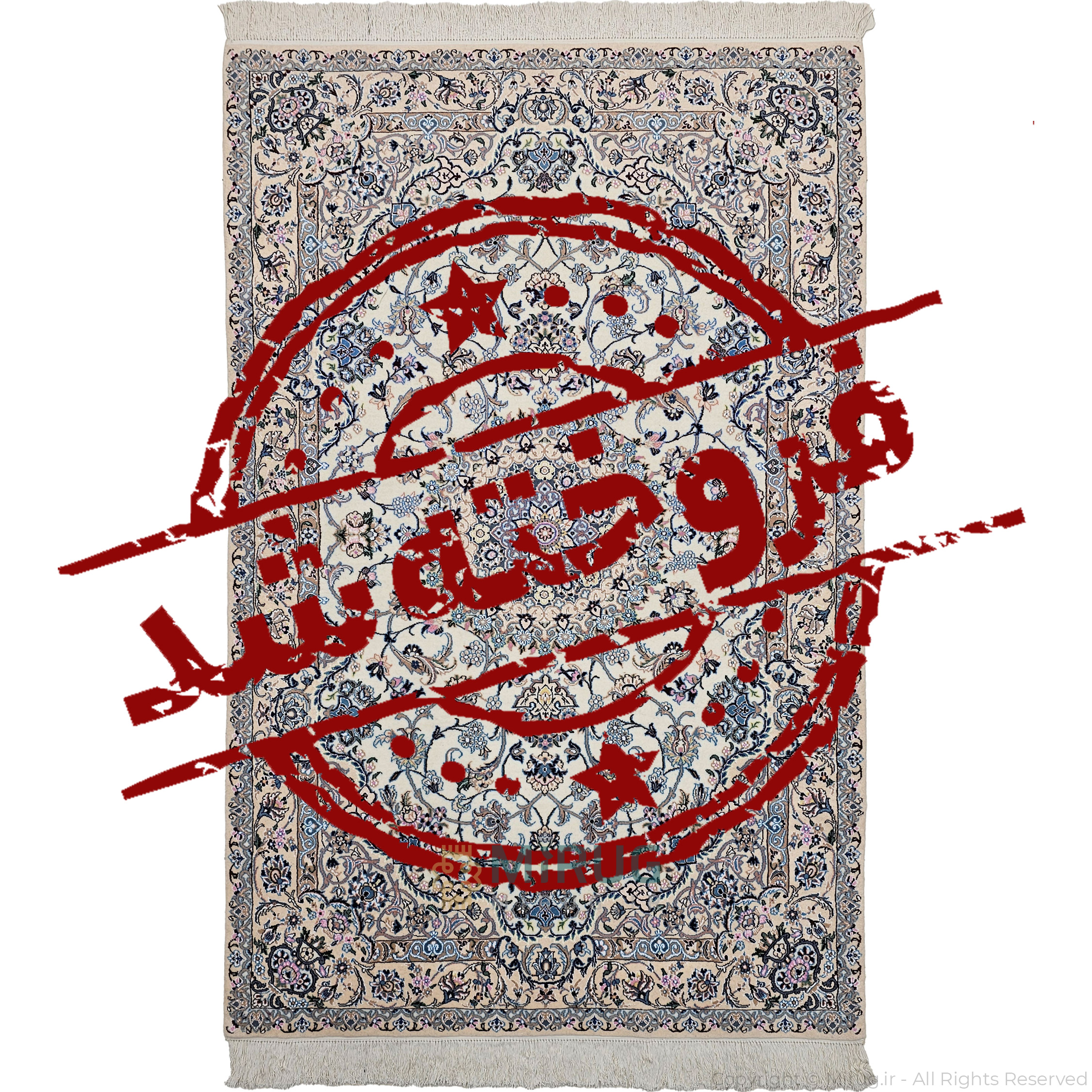 فرش دستبافت نائین 9 لا 8تاصدتایی نقشه نایین کرم پشم و ابریشم