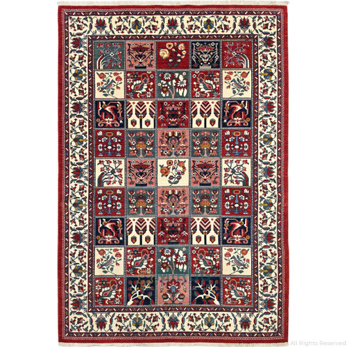 فرش ماشینی زریندلان مدل WF2770 با طرح خشتی بختیاری و رنگ لاکی