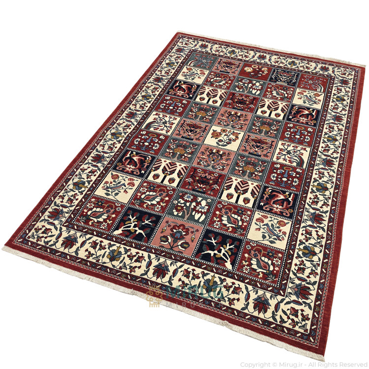 فرش ماشینی پشم طبیعی زریندلان مدل WF2770 | خشتی بختیاری لاکی