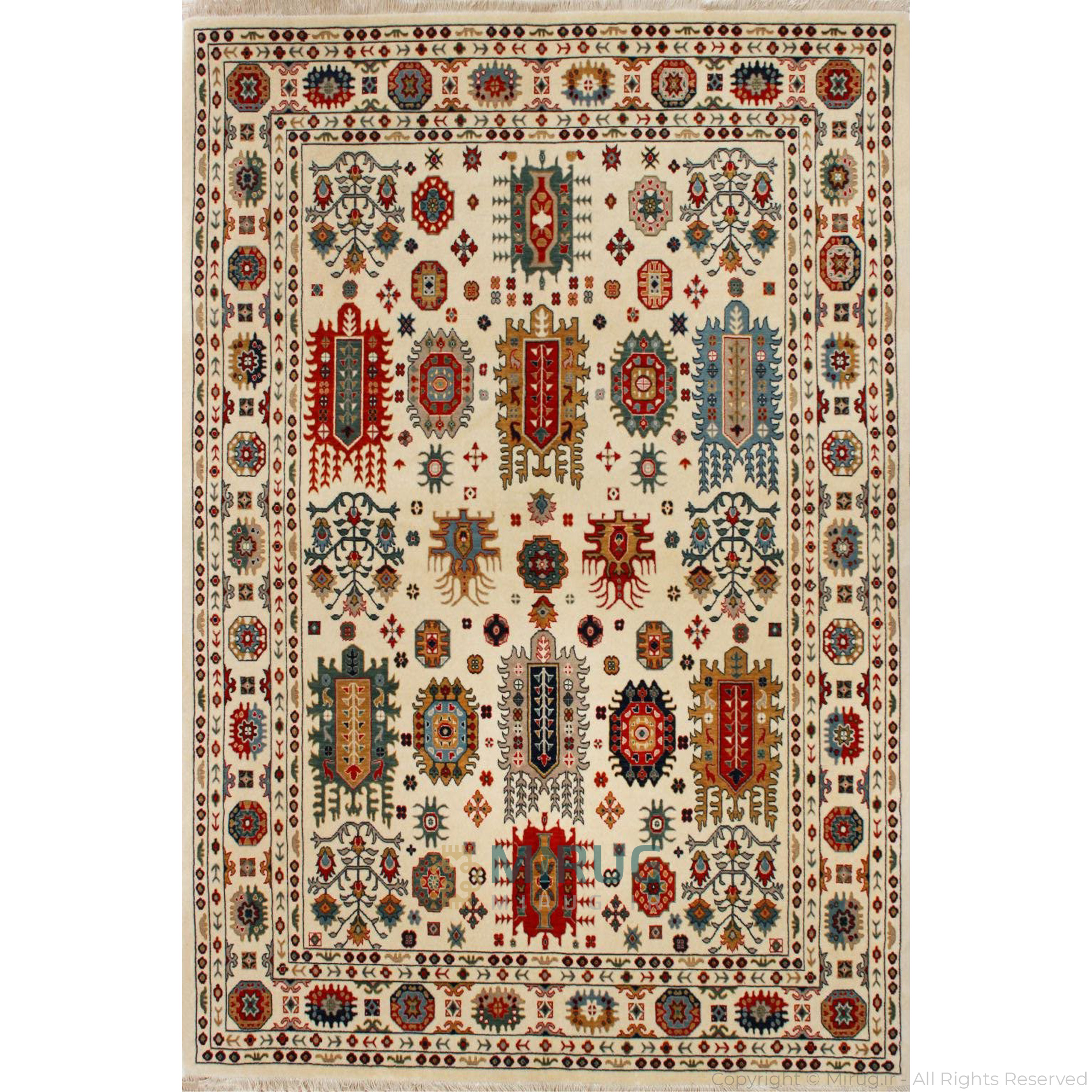 فرش ضخیم و غیر برجسته زرین دلان مدل WF3031 با رنگ کرم