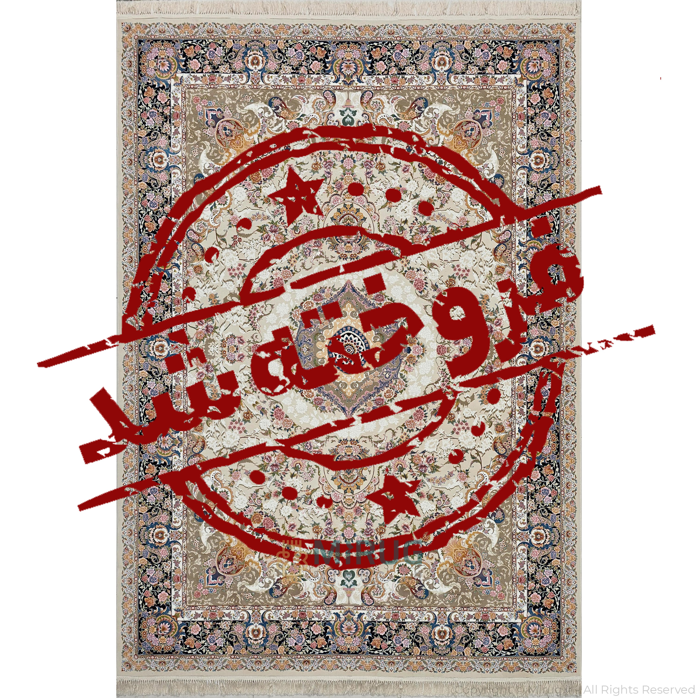 فرش 1200 شانه بهشتی تبریز نقشه 1080 کرم کلکسیون تبریز تراکم 3600