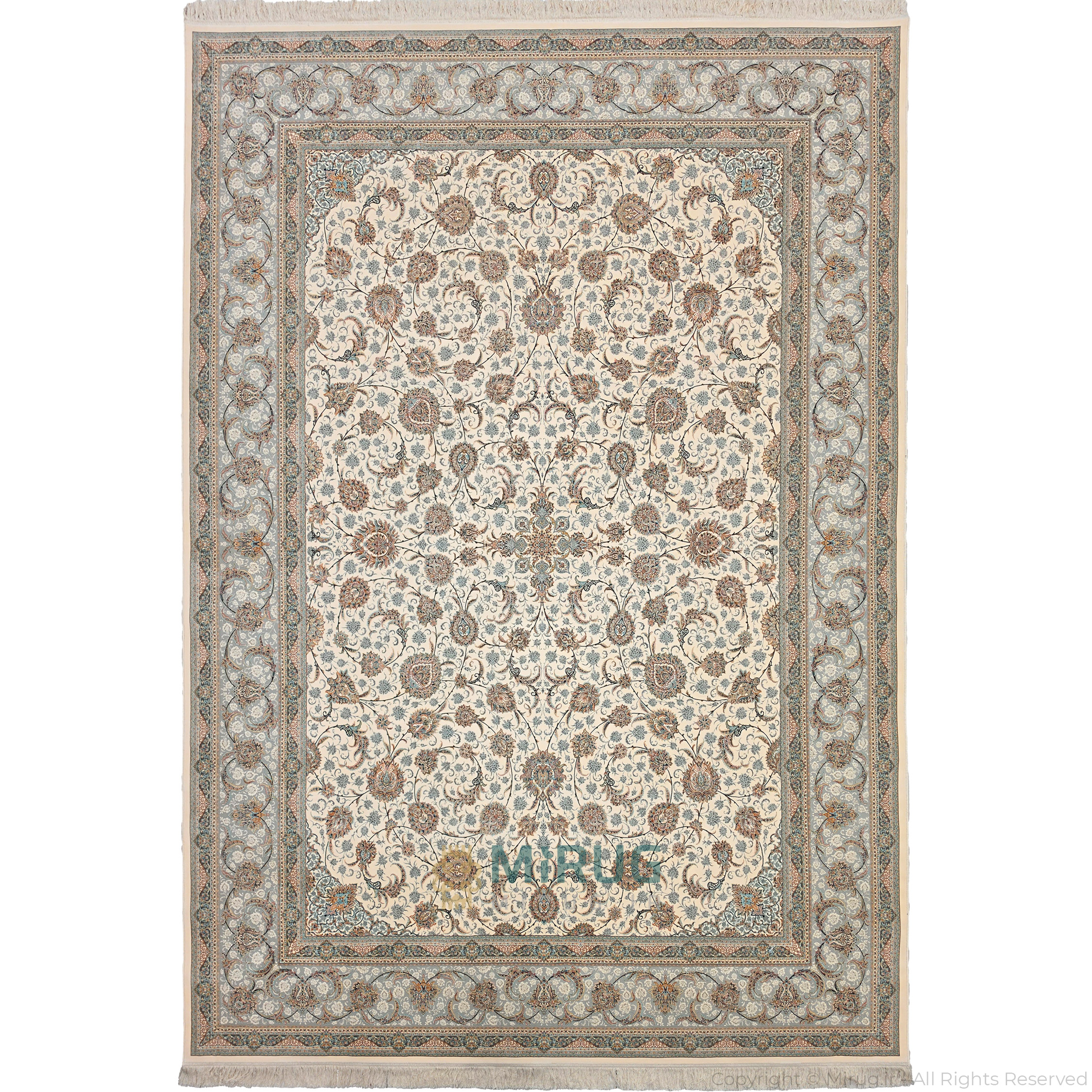فرش ۱۵۰۰ شانه ستاره کویر یزد مدل E502-1003 رنگ کرم