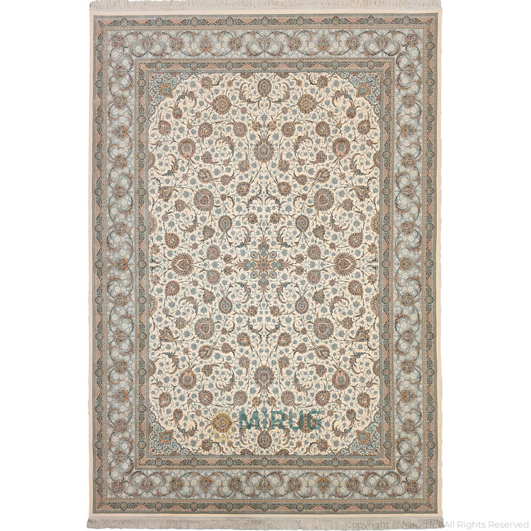 فرش ۱۵۰۰ شانه ستاره کویر یزد مدل E502-1003 رنگ کرم